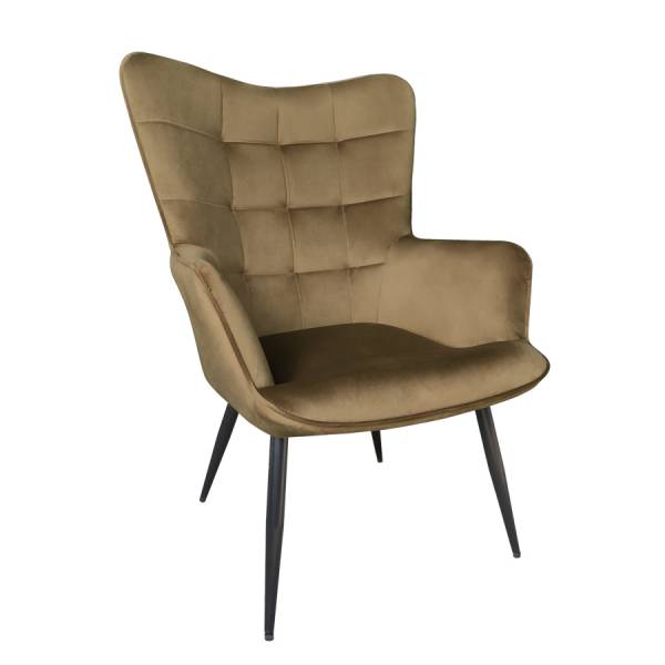 Fauteuil élégant en velours taupe disponible à Casa Nova à Dakar